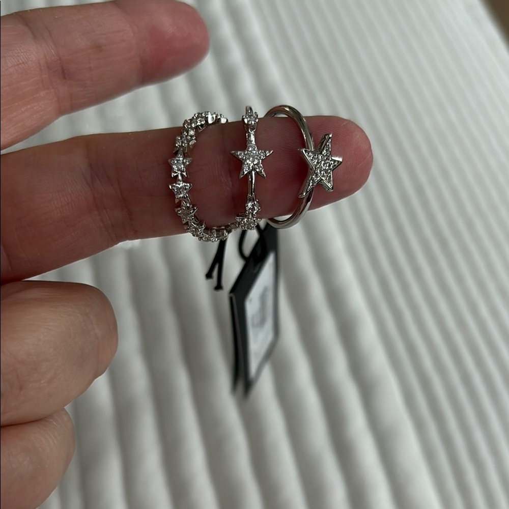 Silver Star Hoop Earrings
